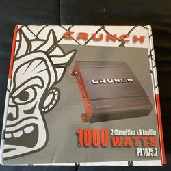 AMPLIFIER CRUNCH 1,000 watts power brand new two channel serie A/B AUDIO CAR GREAT  SOUND  $120,brand New In Box