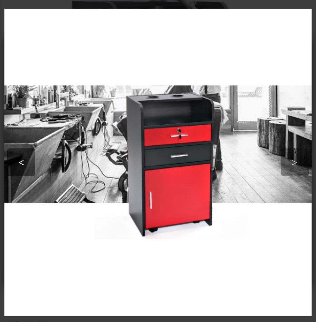 Red + Black Rolling Barber Beauty Station Cabinet