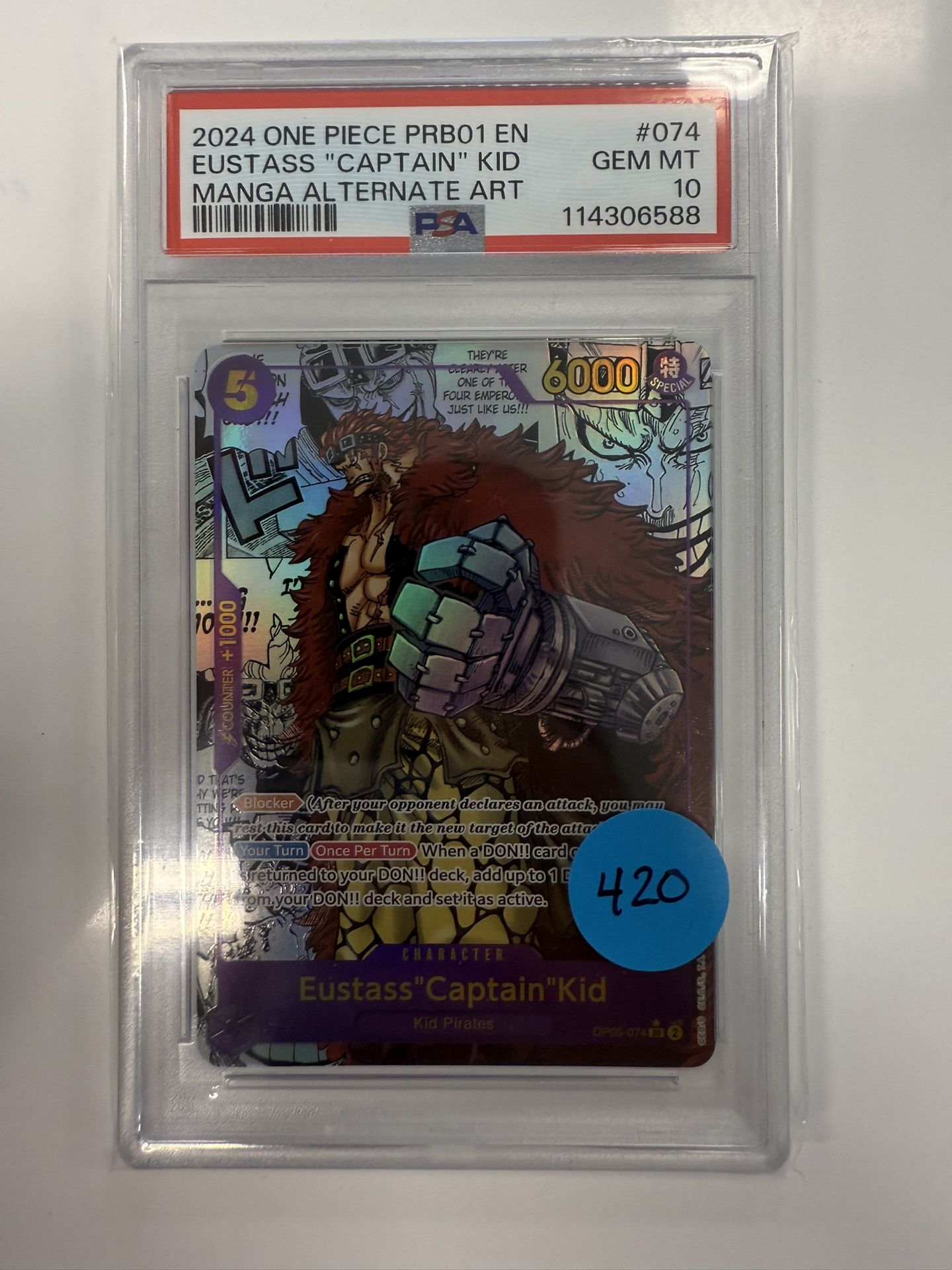 One Piece Eustass Captain Kid Manga Prb-01 PSA 10
