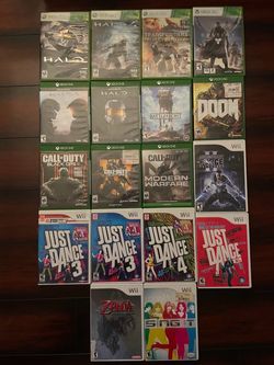 Xbox ones games and Xbox 3 60 games and Wii games