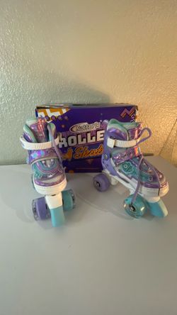 Nattork Adjustable Girls Youth Roller Skates XS US 7C-9C LED Light-Up Wheels