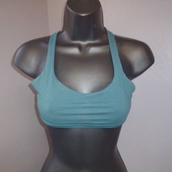 Lululemon green & black striped Women's Sports Bra Free To Be Wild Size 4 