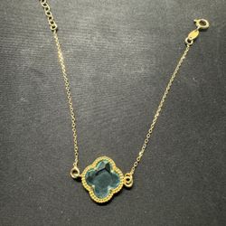 Mia Fiore Vintage Dyadema Blue Crystal Four Leaf Clover Bracelet