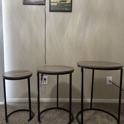 Lavish Home Nesting Tables – Set of 3 (Gray/Brown)
