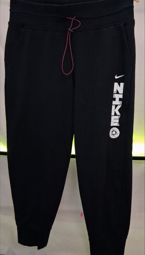 Nike Sweatpants Men’s Large Black Fleece Pink Drawstring