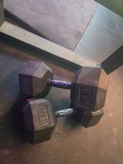 65lb Rubber Hex Dumbbells (PAIR)