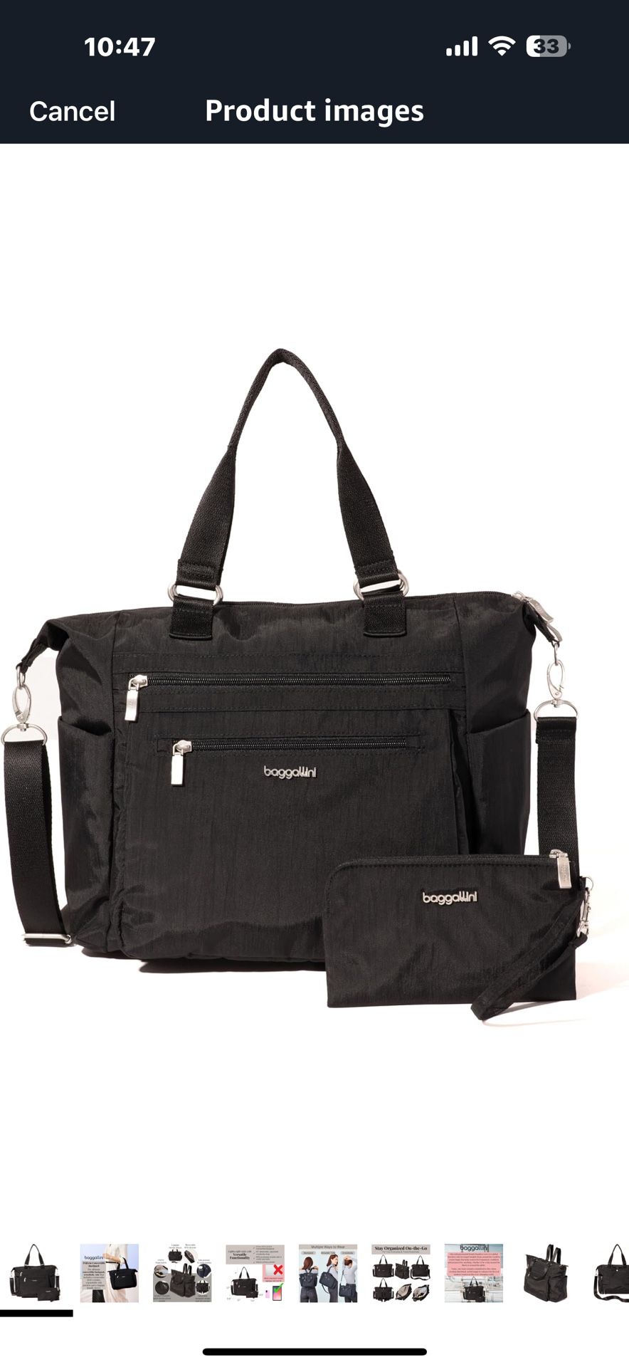 Baggallini Trifecta Convertible Backpack Crossbody Tote Bag-11x12 Lightweight Travel Bag W/RFID Phone Wristlet Fabric type 100% Nylon Origin Imported