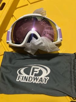Findway Snow Ski Goggles White Frame purple UV Protection Reflective Lens