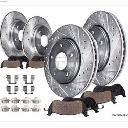 Detroit Axle Premium Drilled And Slotted Front And Back Brack Rotors And Pads New In Boxes