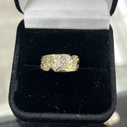 14kt Natural Diamond One Of Kind Unique Gold Ring 