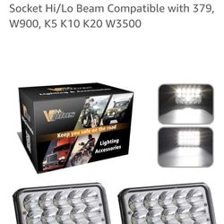 Partsam 4x6 6x4 inch LED Headlights Rectangular Sealed Beam Headlamp H4651 H4652 H4656 H4666 H6545 H4 Socket Hi/Lo Beam Compati

