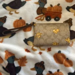 Coach Corner Zip Wristlet, Signature Canvas with Tossed Chick Print