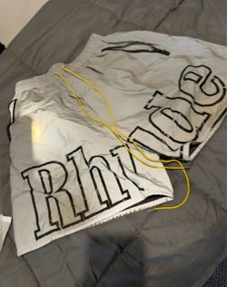 Rhude Reflective Shorts with Yellow Drawstring