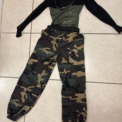 Military themed hip hop costume with 2 pieces