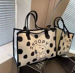 Snoopy polka dots canvas tote bag