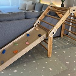 Pikler Triangle Climber Slide Rock Wall Modular  