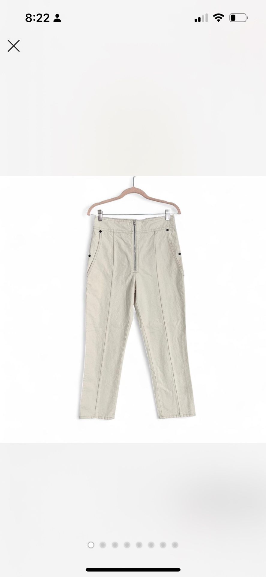 Isabel Marant high waisted cream front seam cropped cotton jeans 38 6US,All Products : American Fashion Style Bags On Sale