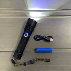 USB Rechargeable Zoomable Flashlight with 18650 Battery