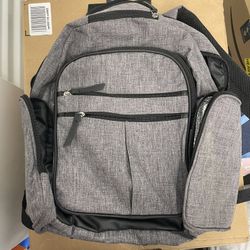Baby Boom Heather Backpack Diaper Bag with Insulated Pocket