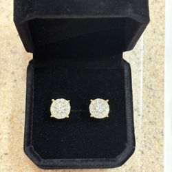 Moissanite & 925S Silver GOLD PLATED Earrings
