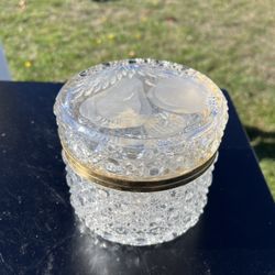 Vintage brass crystal jewelry box