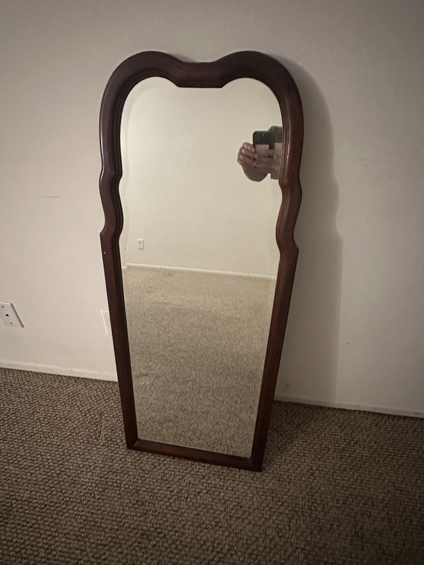 Wooden framed full length mirror