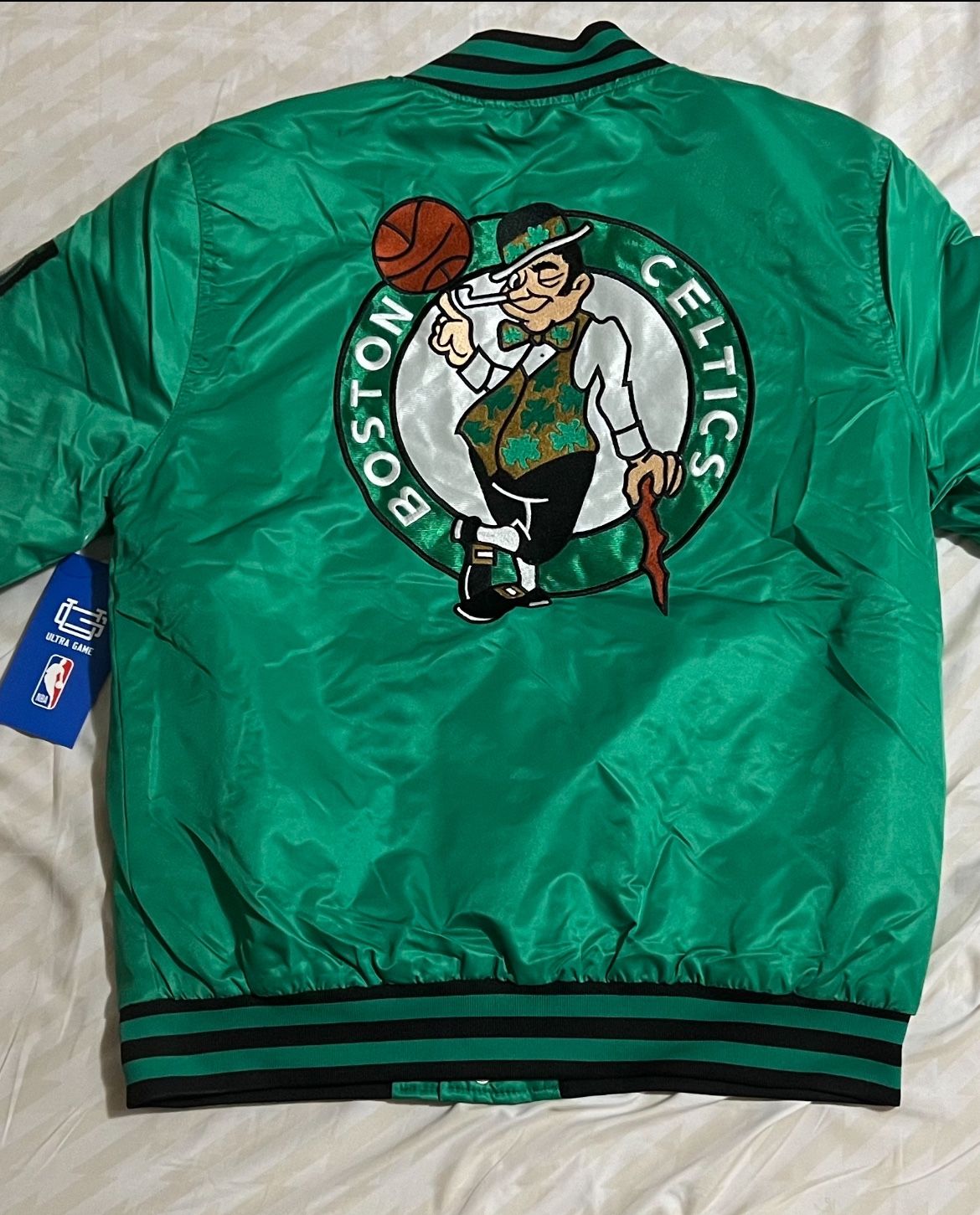 Authentic Ultra GAME Embroidered Boston Celtics Varsity Button Up Jacket. Size S