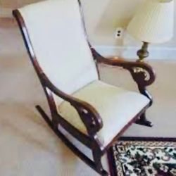 Fritto Wooden Rocking Chair Plush Upholstery Classic Design, extra pillow cousion. 