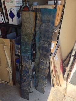 decorative wall panels featuring mixed media and resin art signed by artist