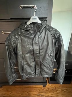 EngineHawk Leather Motorcycle Hooded Jacket
