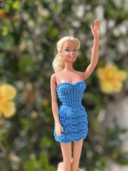 Blue Mini Dress For Barbie - Handmade