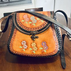 Beautiful Mexican Leather Shoulder Crossbody Purse - Medium / Bolsa de Cuero