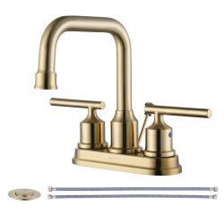 4 in. Centerset Double Handle High Arc Bathroom Faucet 