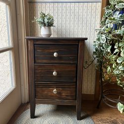 Refinished Solid Wood 3-Drawer Nightstand / End Table – $100