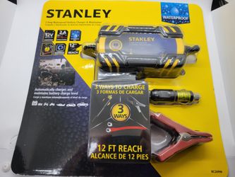 Stanley 2 AMP 12 Volt Waterproof Battery Charger And Maintainer New 12 Ft Cable