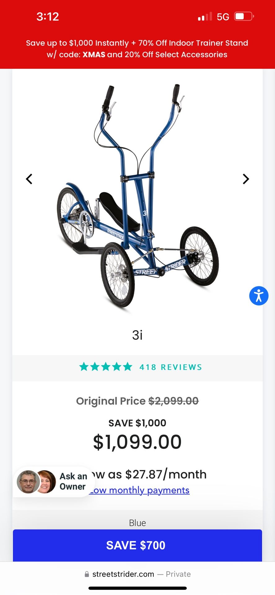 StreetStrider 3i. With Indoor Training Stand Included