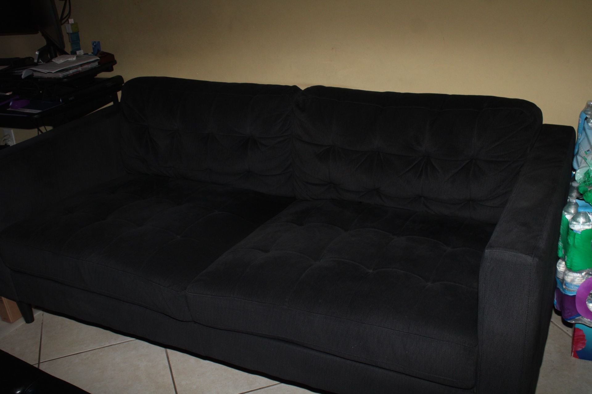 Modern Black Tufted Sofa