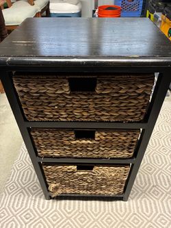 Wicker Drawer Side Table/Stand