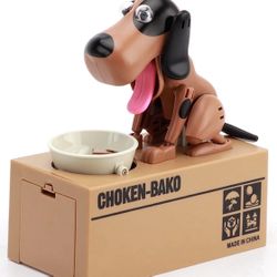 Dog Piggy Bank, My Dog Piggy Bank, Puppy Money Saving Box, Cute Automatic Stealing Coin Bank, Robotic Coin Munching Toy Money Box Gift (Brown)