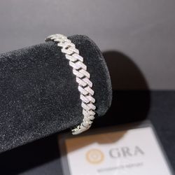 VVS Moissanite Silver Cuban Bracelet 7”