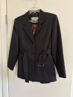Rachel Z Black Belted Blazer Jacket skirt and scarf