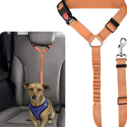 New Reflective Orange Stretchable & Adjustable Puppy Dog Car Seat Belt Leash
