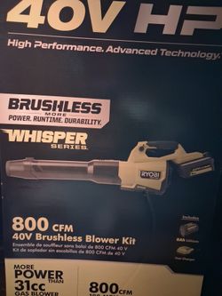 Ryobi 40V HP Brushless Whisper Series Blower Kit