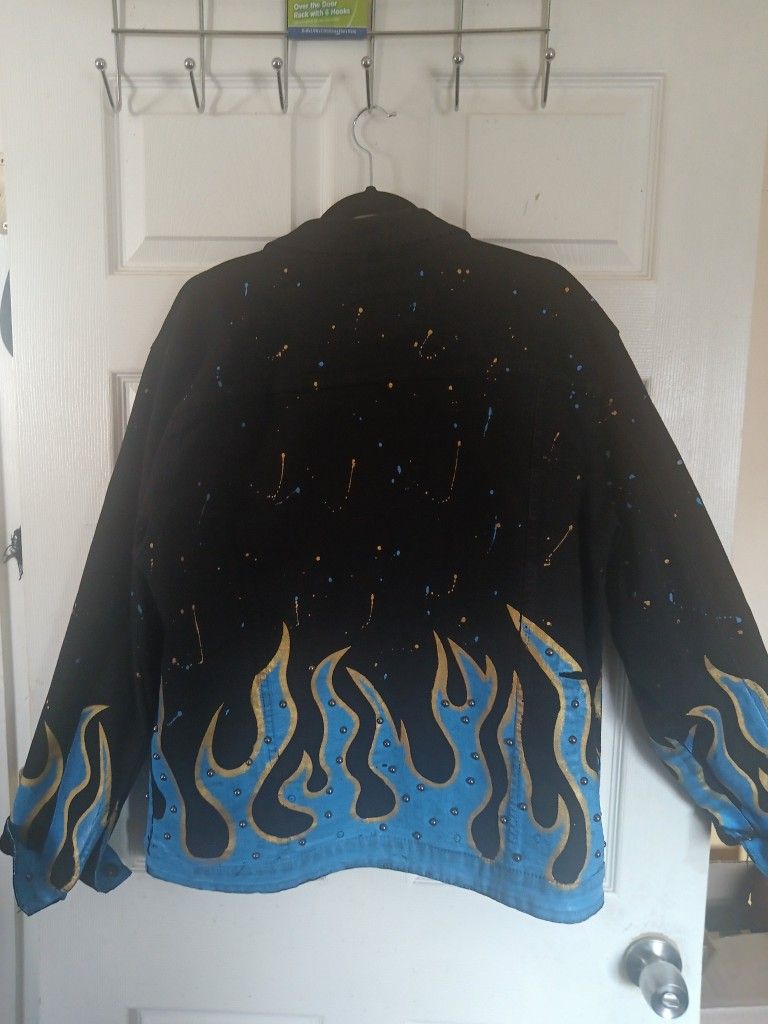 Custom-made Blue Flame Jean Jacket