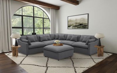 Modular Sectional L Shape HOBSON Charcoal fabric, New Especial price 