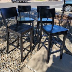 4 Bar Stools Bar Height Black Wood