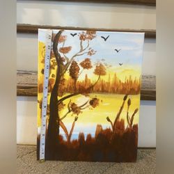 Acrylic Canvas Painting 11*14” "Fall north Carolina” By Zimo Yang