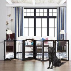 New 144” Extra Wide 30” Tall Dog/ Puppy gate Door Walk Through, Wire Pet Gate, Espresso, 6 panel