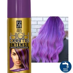 HIGH BEAMS TEMPORARY HAIR SPRAY DYE COLOR PURPLE 2.7oz EASY WASH 