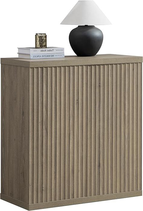 Buffet Cabinet with Storage Accent Sideboard Modern Credenza with Doors & Shelves Fluted Media Console Mid Century Coffee Bar Table for Living Room Ki